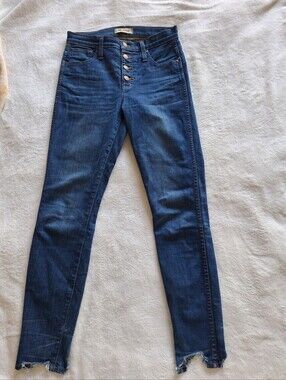 Madewell 10" High-Rise Button-Fly Skinny Jeans Raw Step Hem Size 26